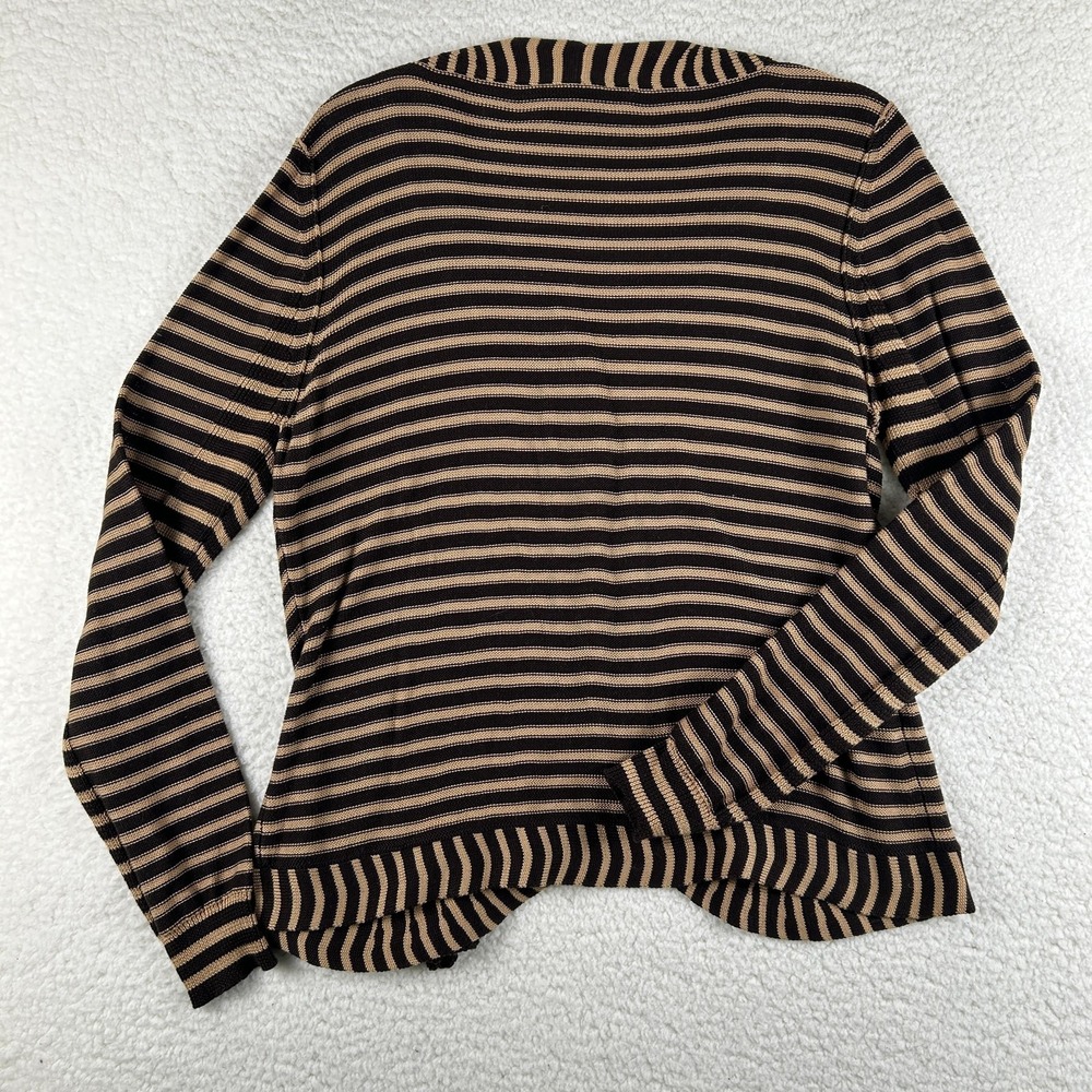 Vtg Carlisle Cardigan Sweater Womens Large Stripe Ruffle Rhinestone Button Y2K - Picture 7 of 11